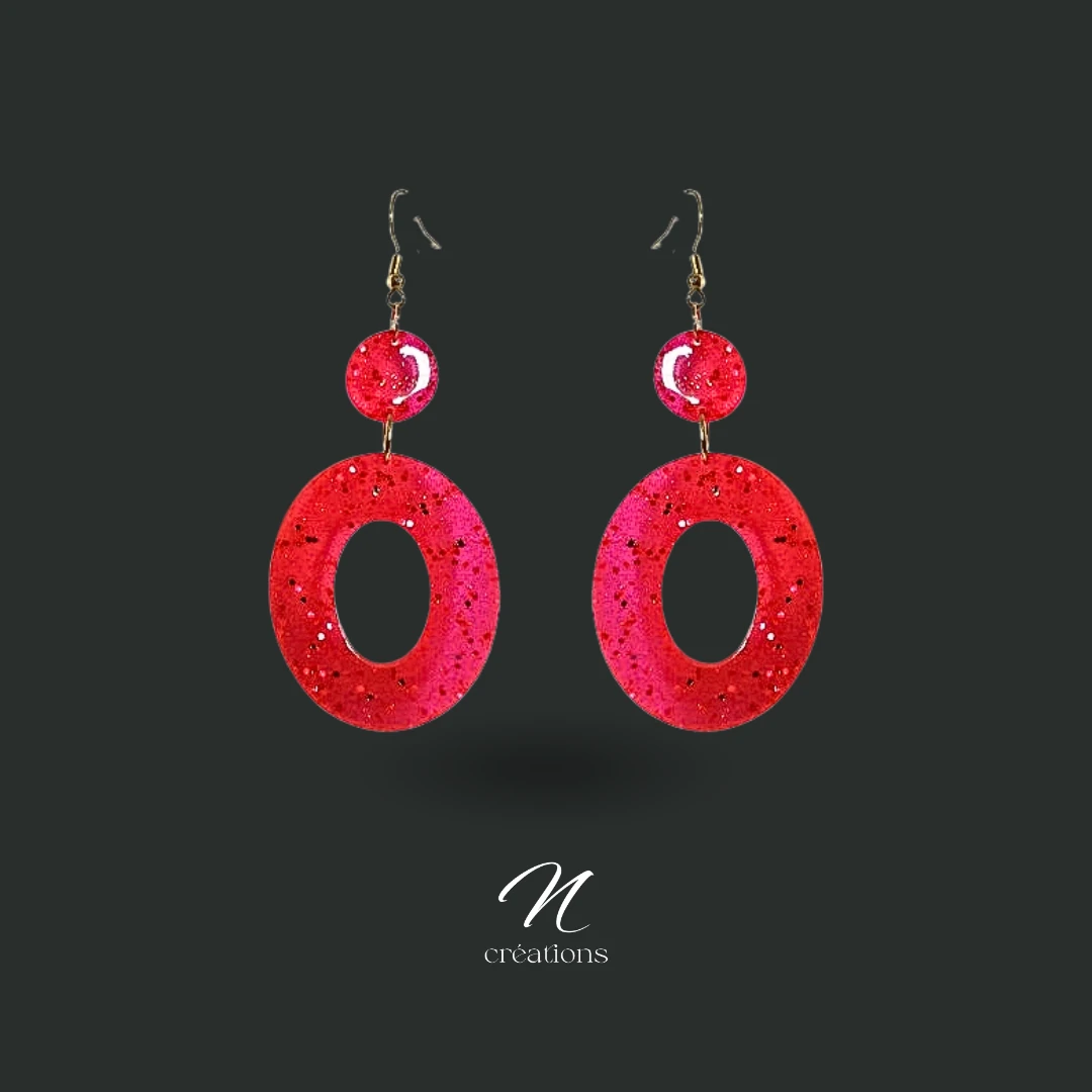 Boucles d’oreilles Fluo Rouge