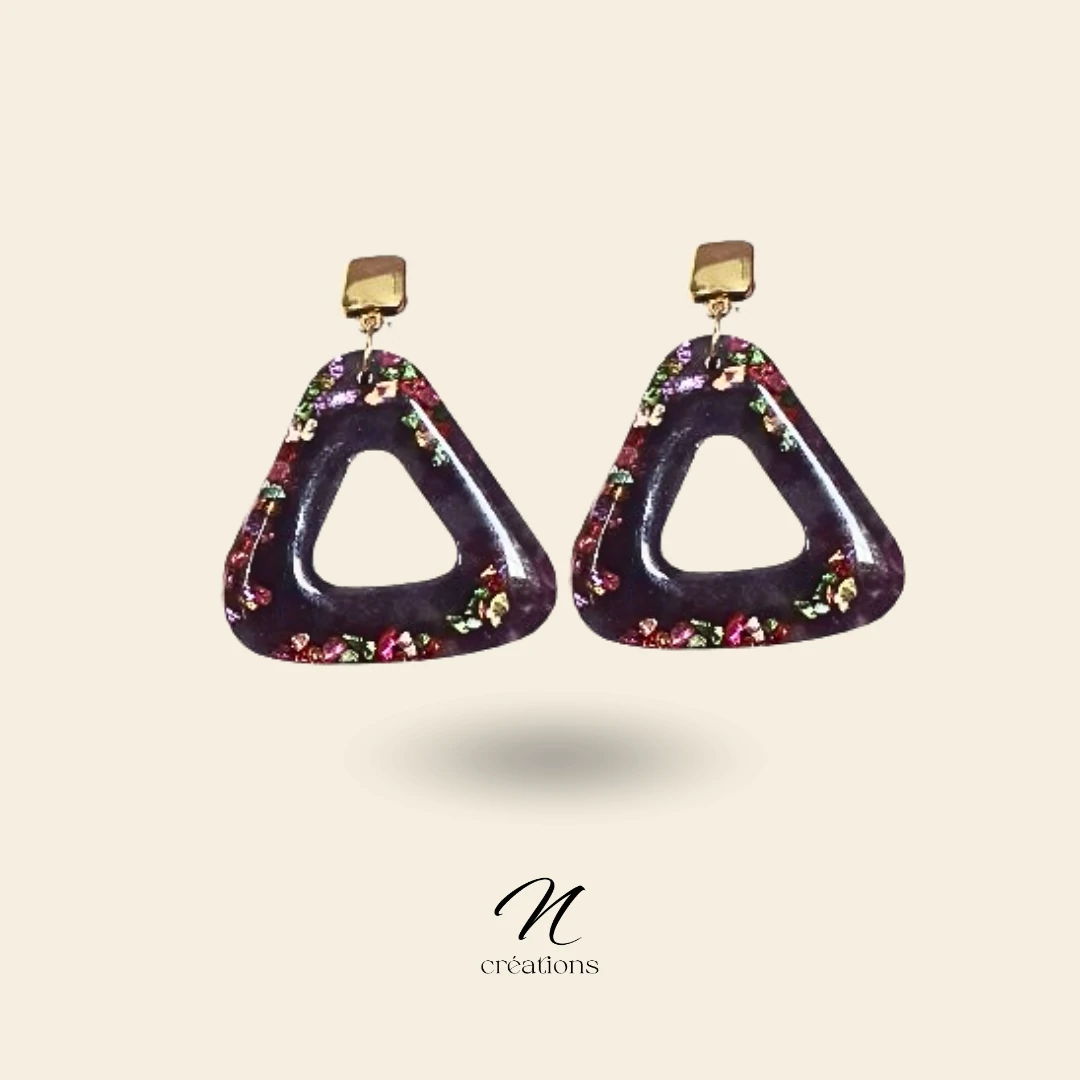 Boucles d'oreilles triangles violettes