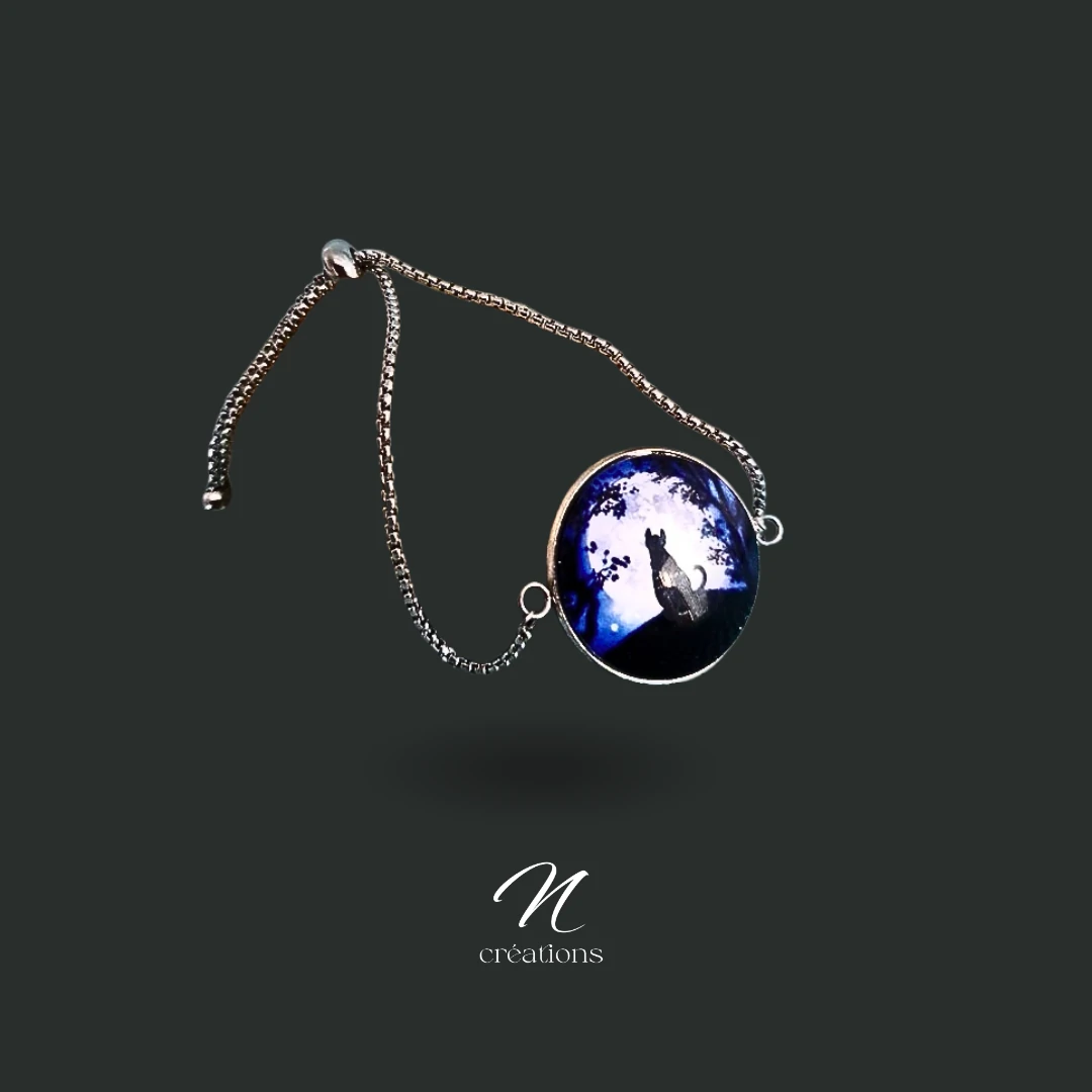 Bracelet Chat Assis Acier Inoxydable