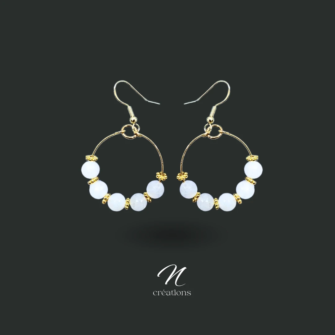 Créoles en Jade Blanc