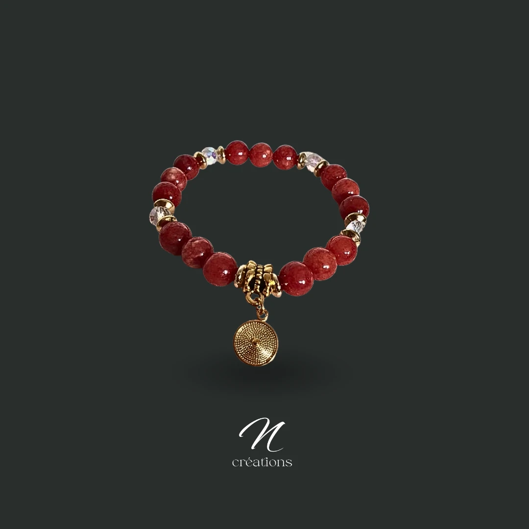 Bracelet Pierre de Corail et Cristal de Roche