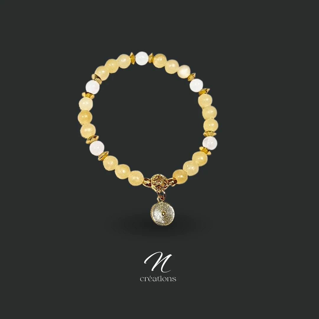 Bracelet Jade Jaune & Blanc