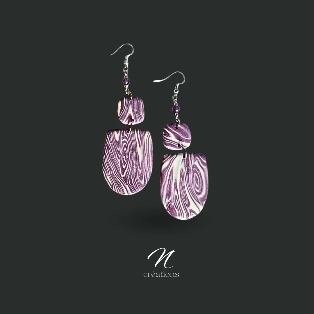 Boucles d'oreilles Marbré Améthyste