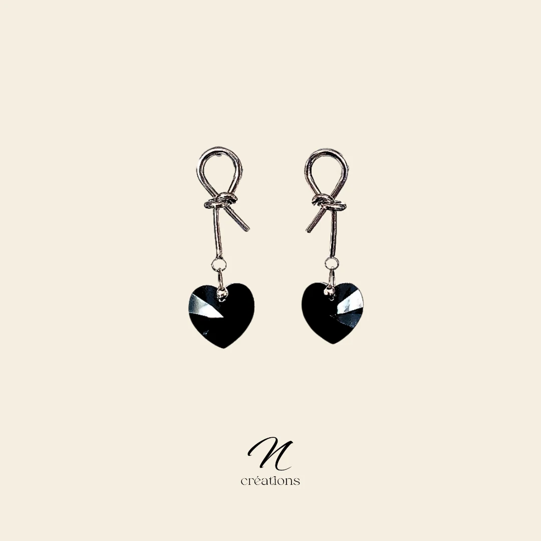 Boucles d’oreilles Nœuds et cœurs Swarovski