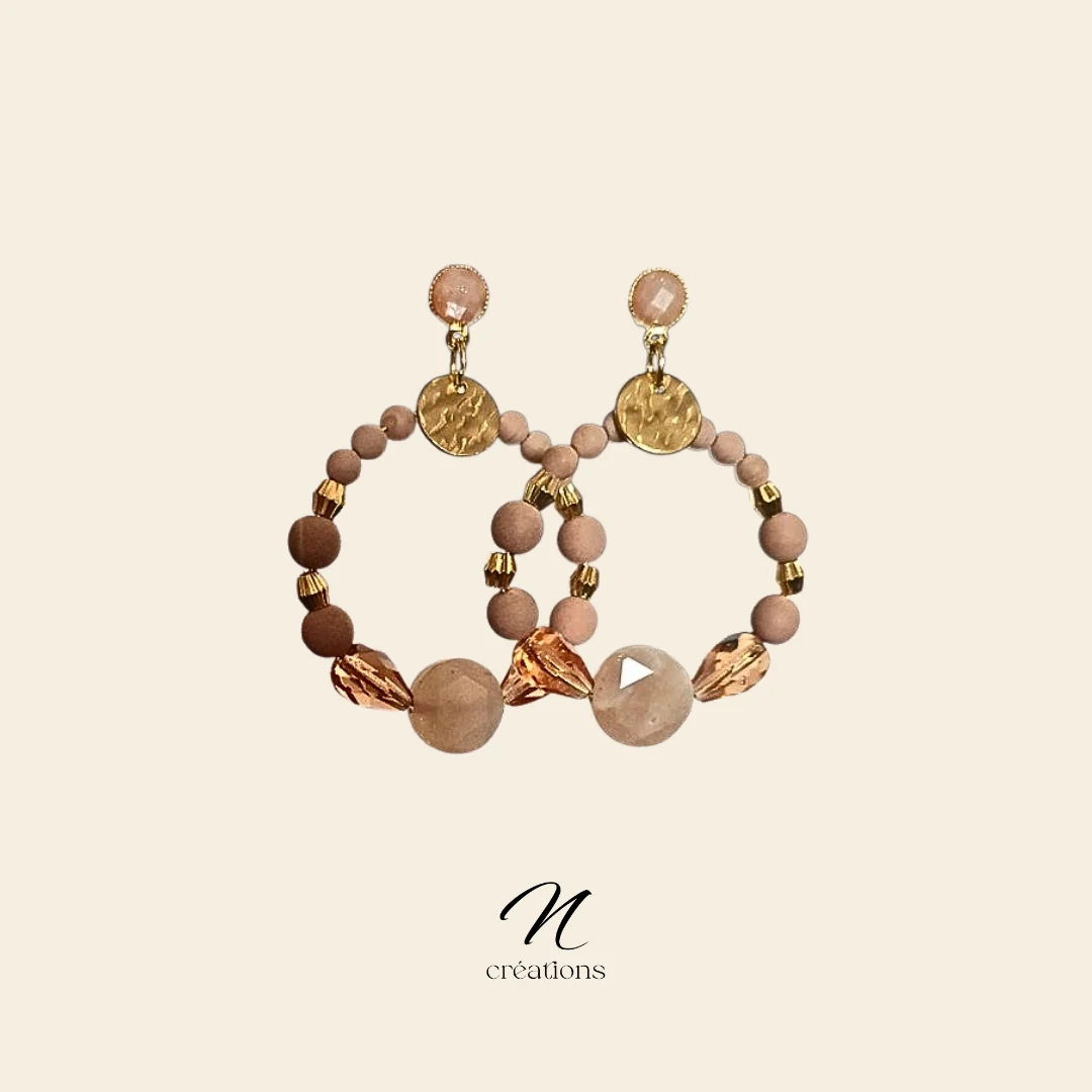 Créoles Pierre de Lune Gouttes cristal ambrées