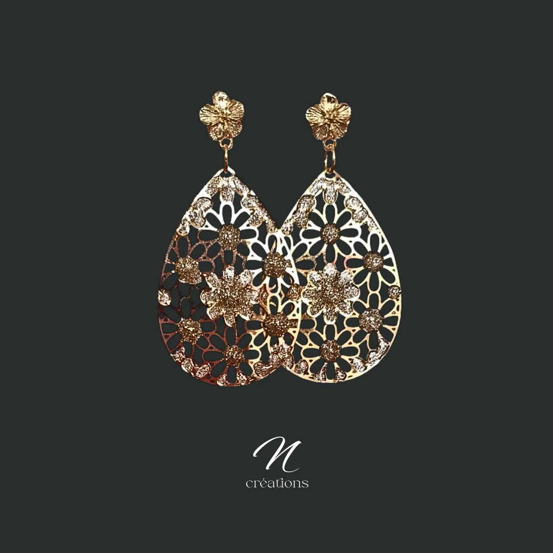 Boucles d’oreilles Gouttes filigranes dorées