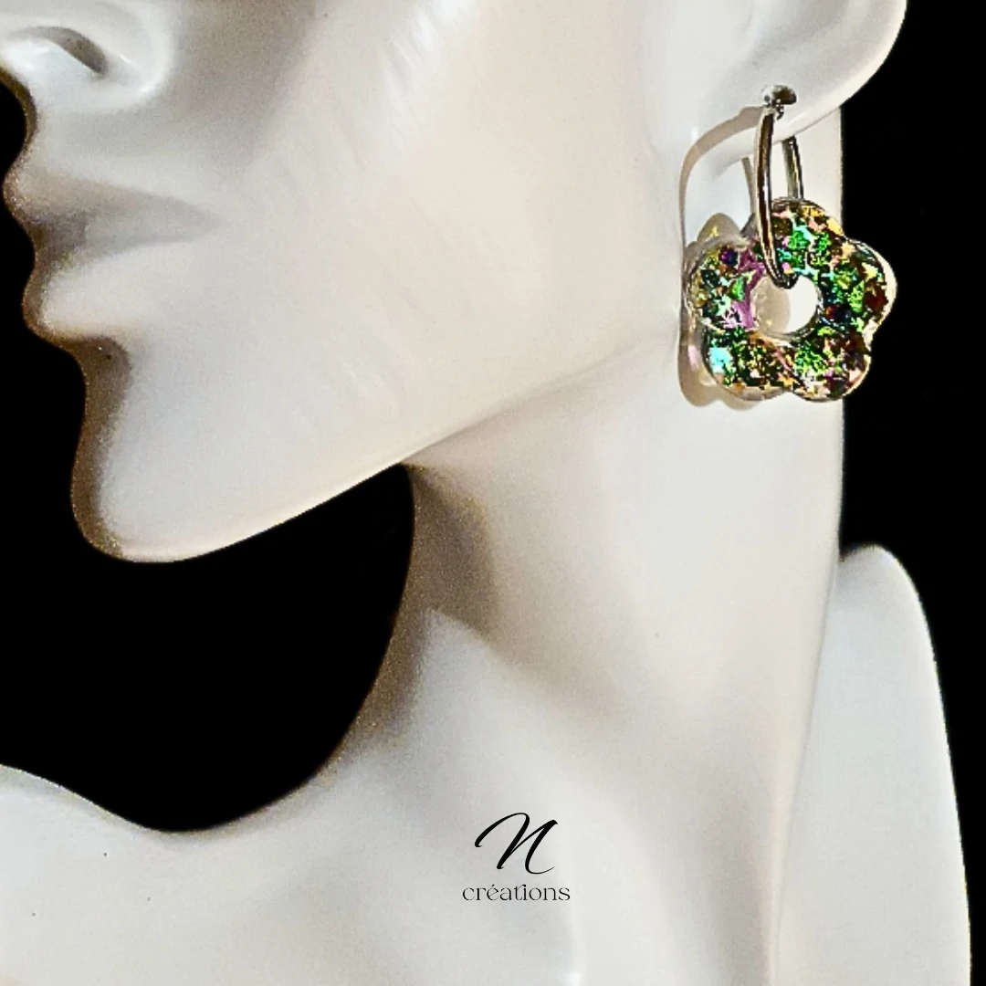 Créoles Fleurs irisées