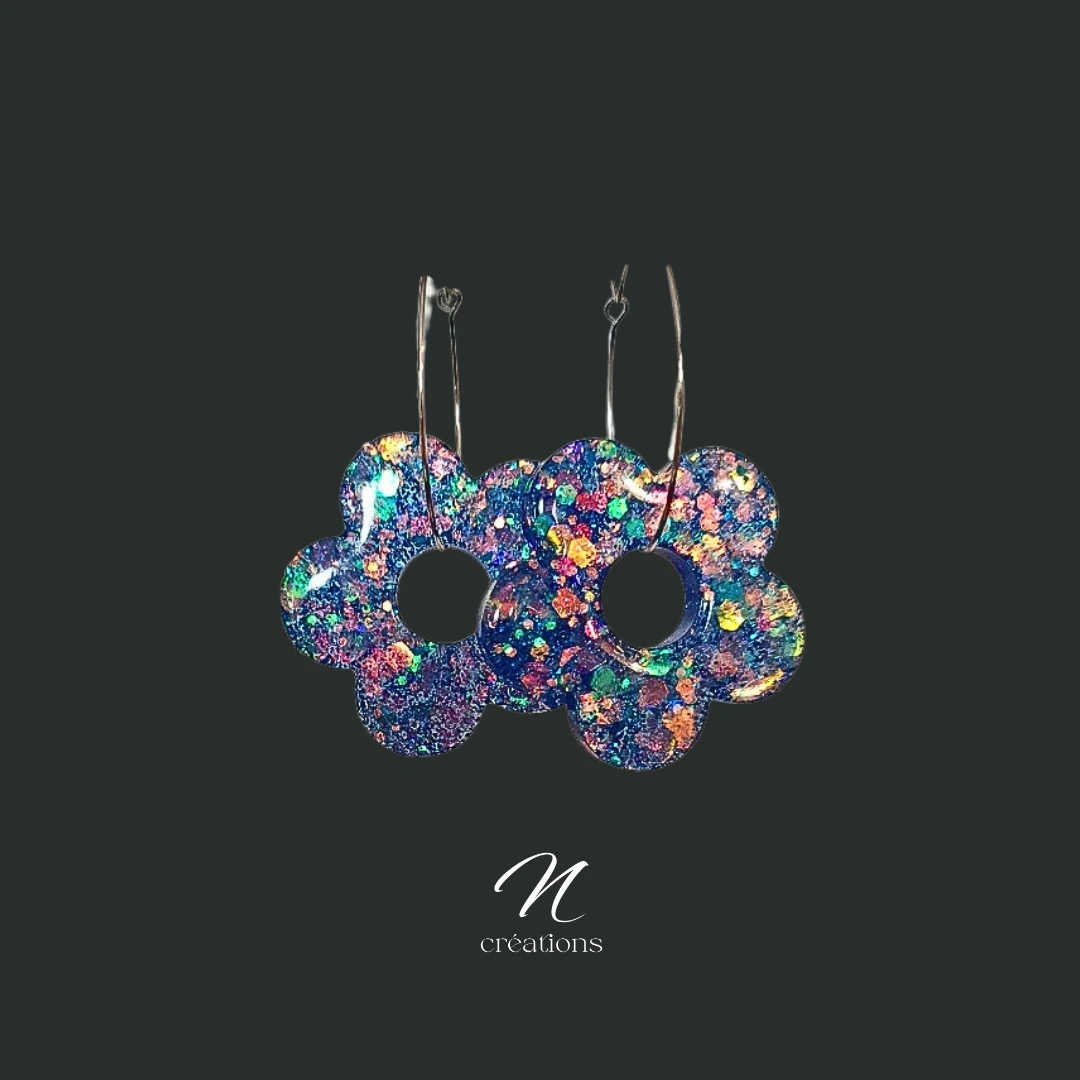 Créoles Fleurs holographiques