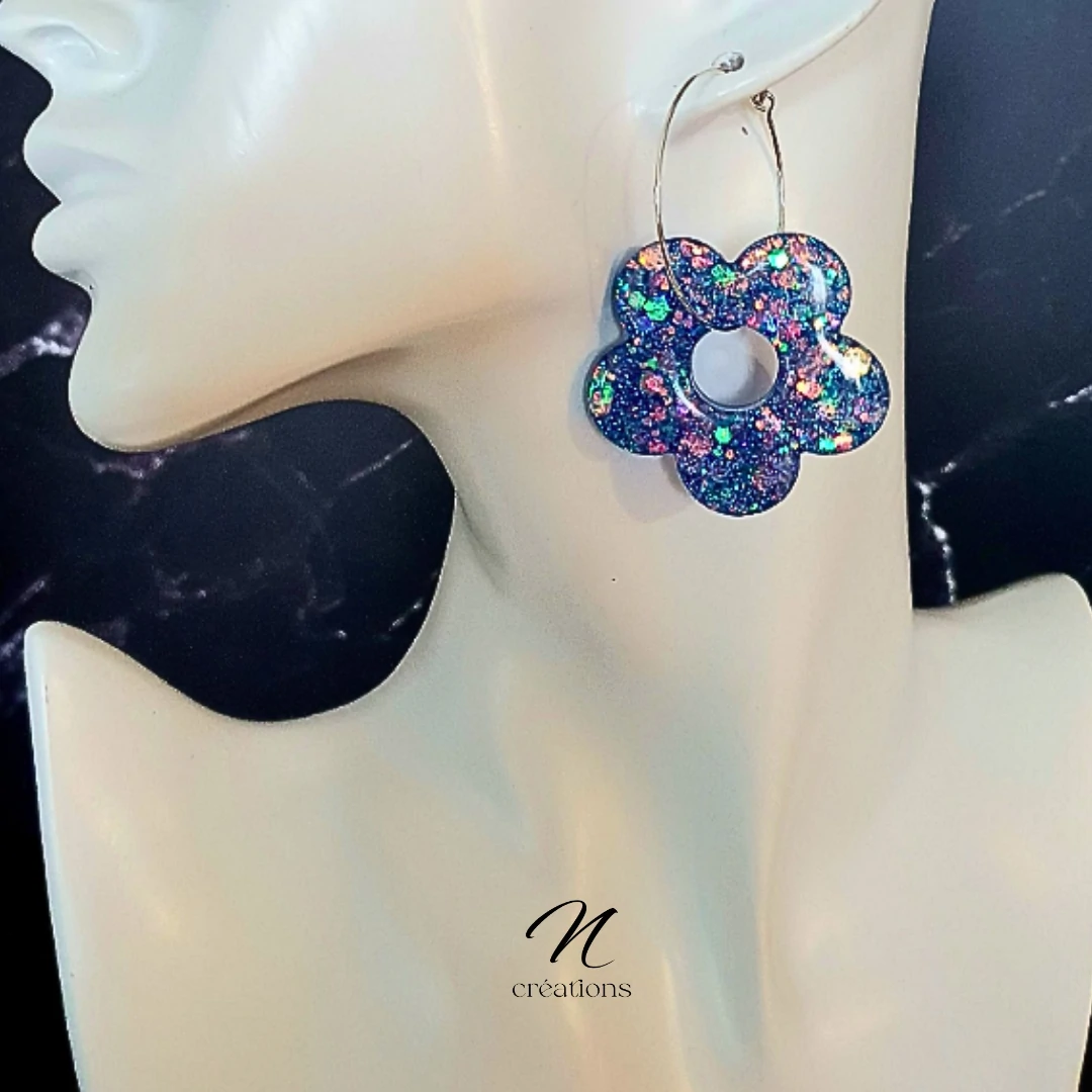 Créoles Fleurs holographiques