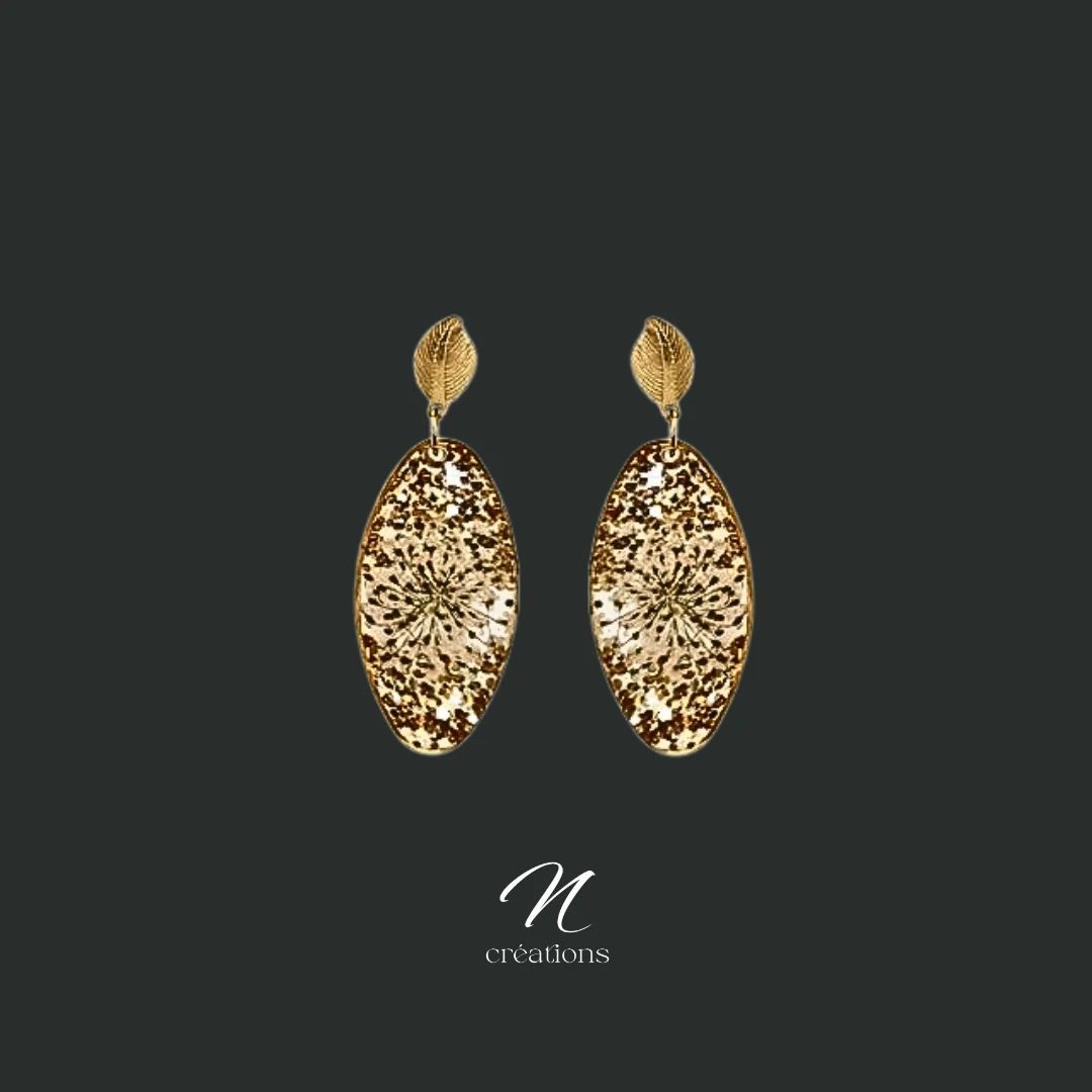 Boucles d’oreilles ovales Fleurs de carotte