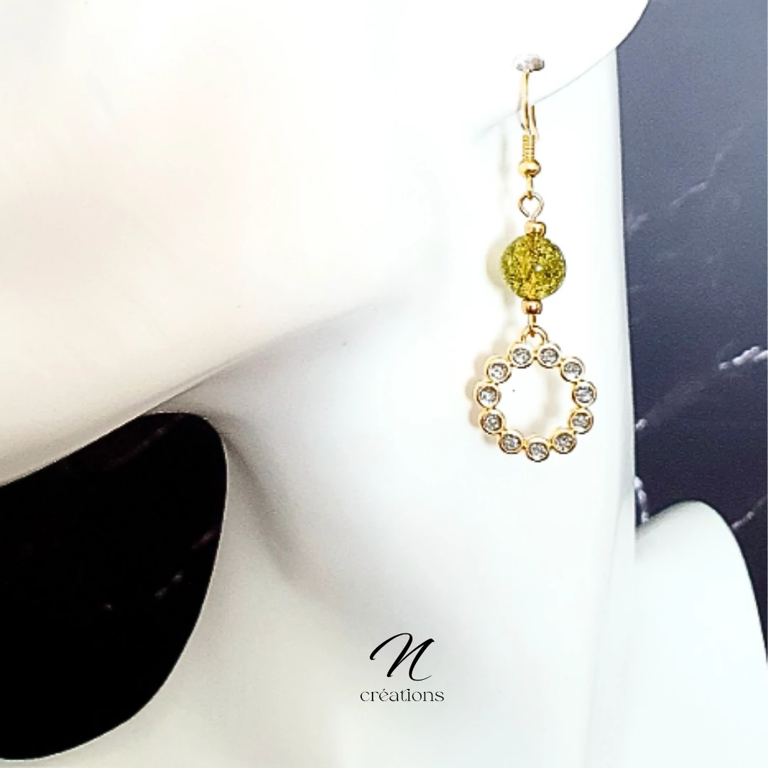 Boucles d'Oreilles Cercles Zamak et Olivine