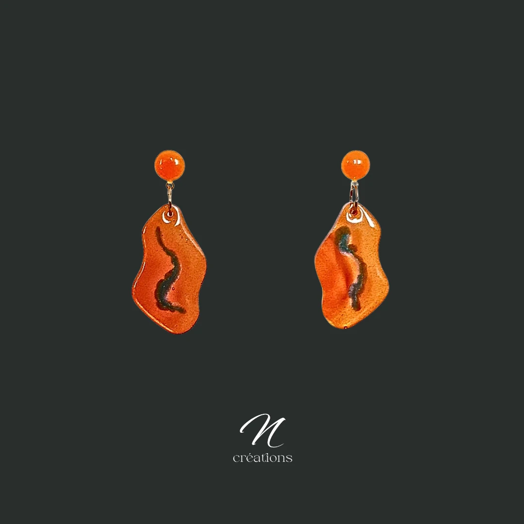 Boucles d'Oreilles Encre Vitrail Orange