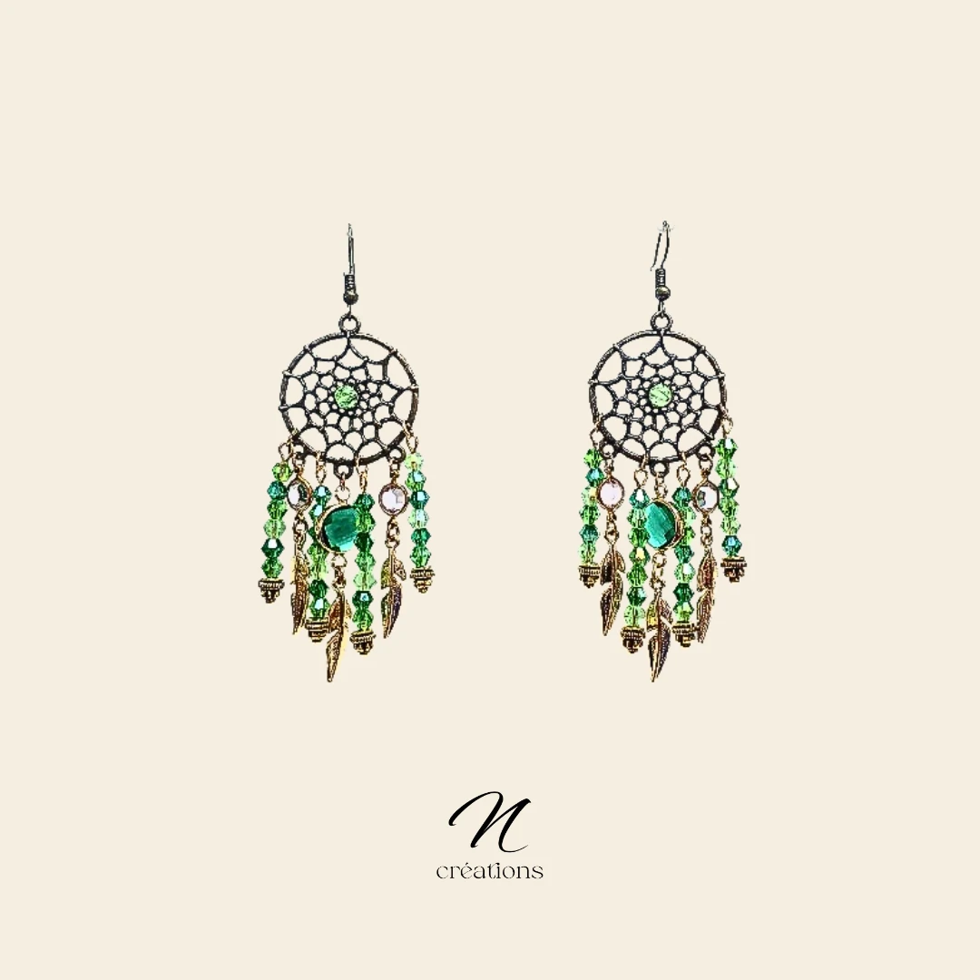Boucles d'Oreilles Attrape-Rêves Bronze
