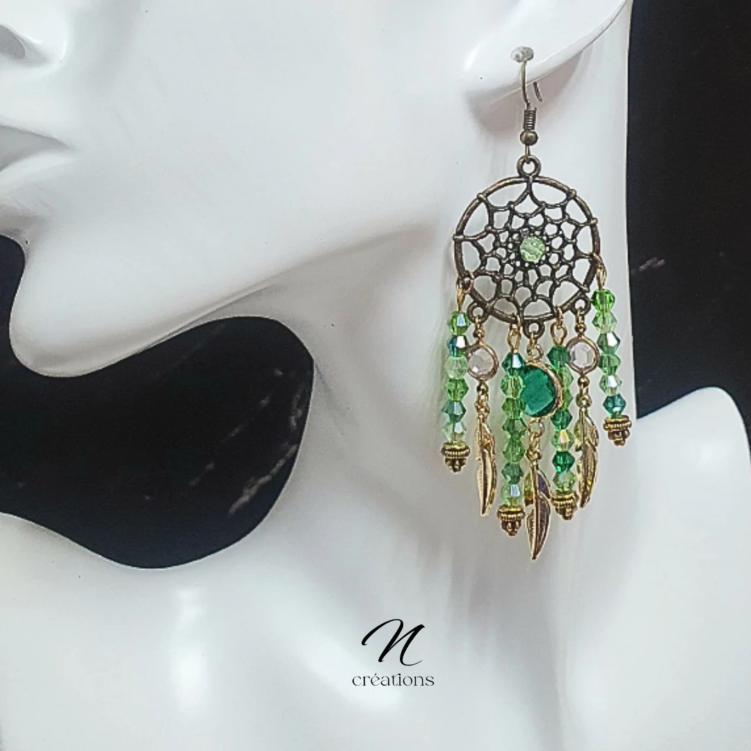 Boucles d'Oreilles Attrape-Rêves Bronze