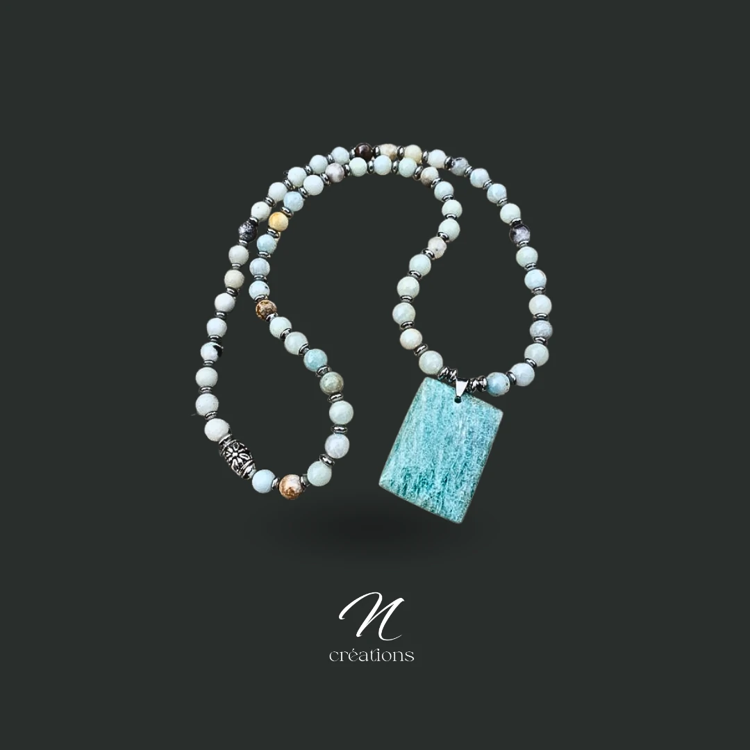 Sautoir en Amazonite Bleue