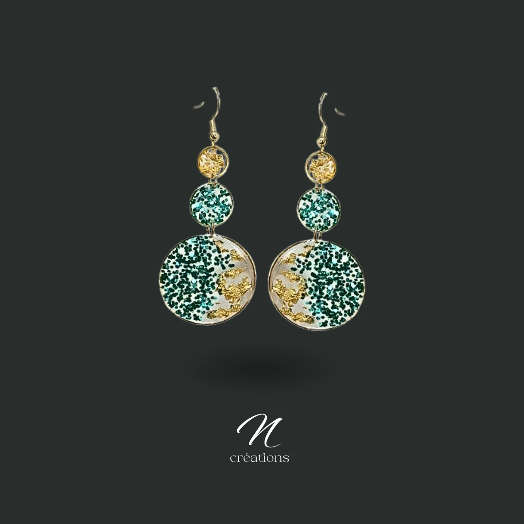 Boucles d'Oreilles Turquoises et Or