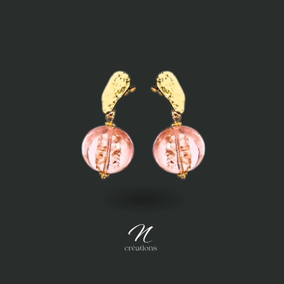Boutons d’oreilles Galets rosés