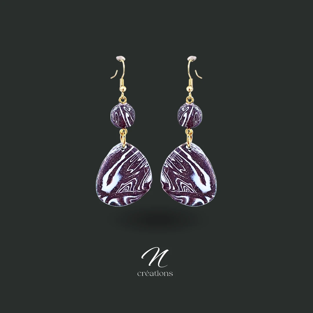 Boucles d’oreilles Violettes Marbrées