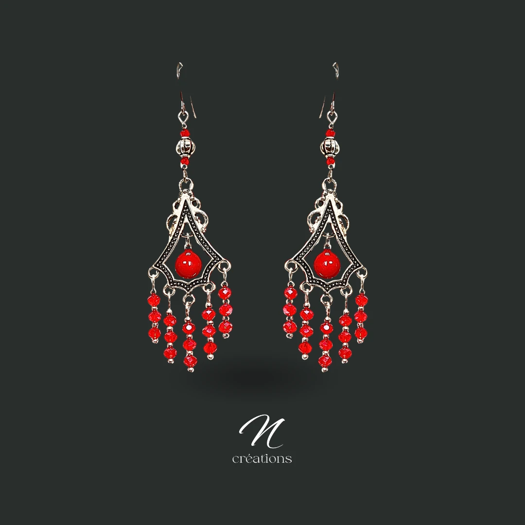 Boucles d’oreilles chandeliers rouges