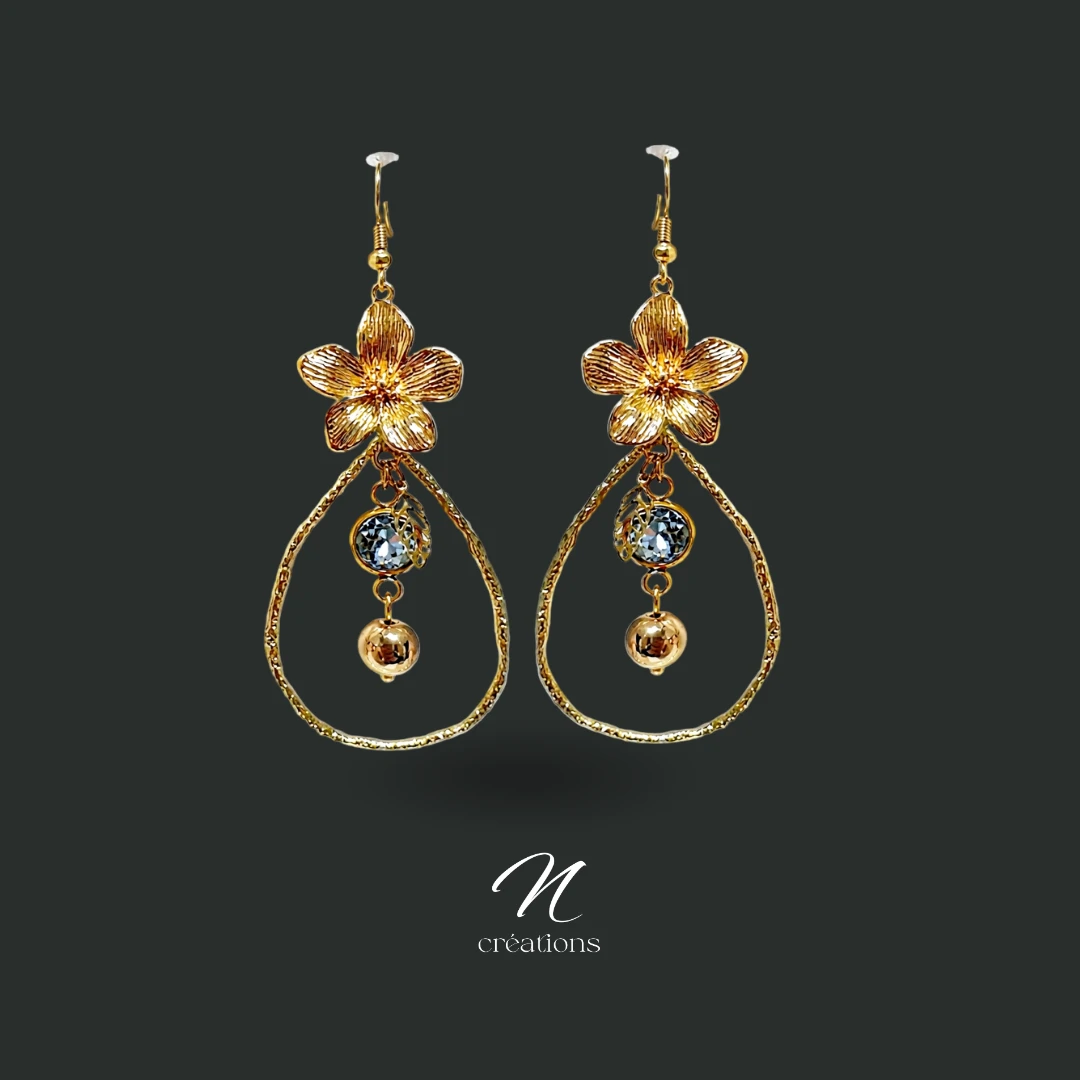 Boucles d’oreilles gouttes Cristal Bleu lavande