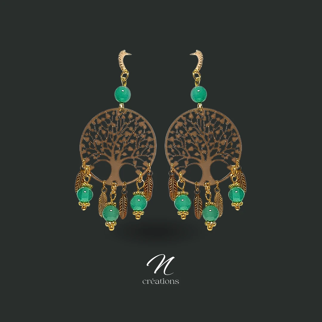 Boucles d’oreilles Attrape-rêves arbre
